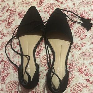 Gianni Bini Black Lace-Up Flats
